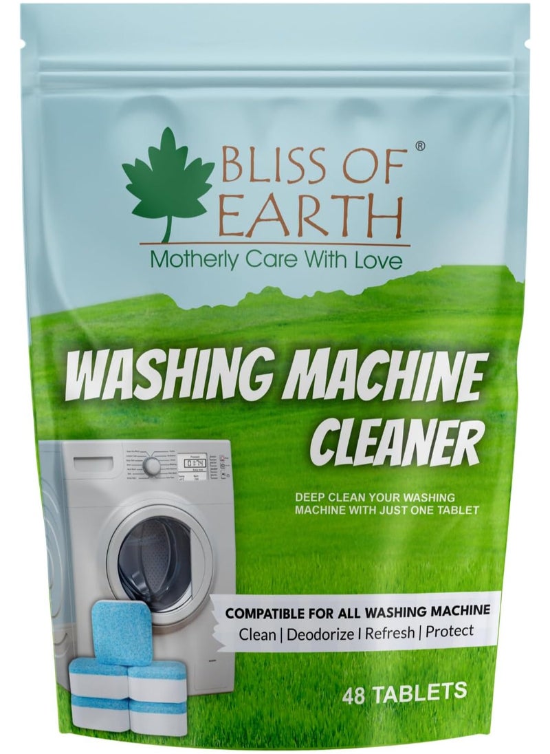 Washing Machine Cleaner Tablets 48 Count Powerful Descaling and Deodorizing Tablets for Front Load and Top Load Washers Deep Cleaning Tablets to Clean Inside Drum & Laundry Tub Seal