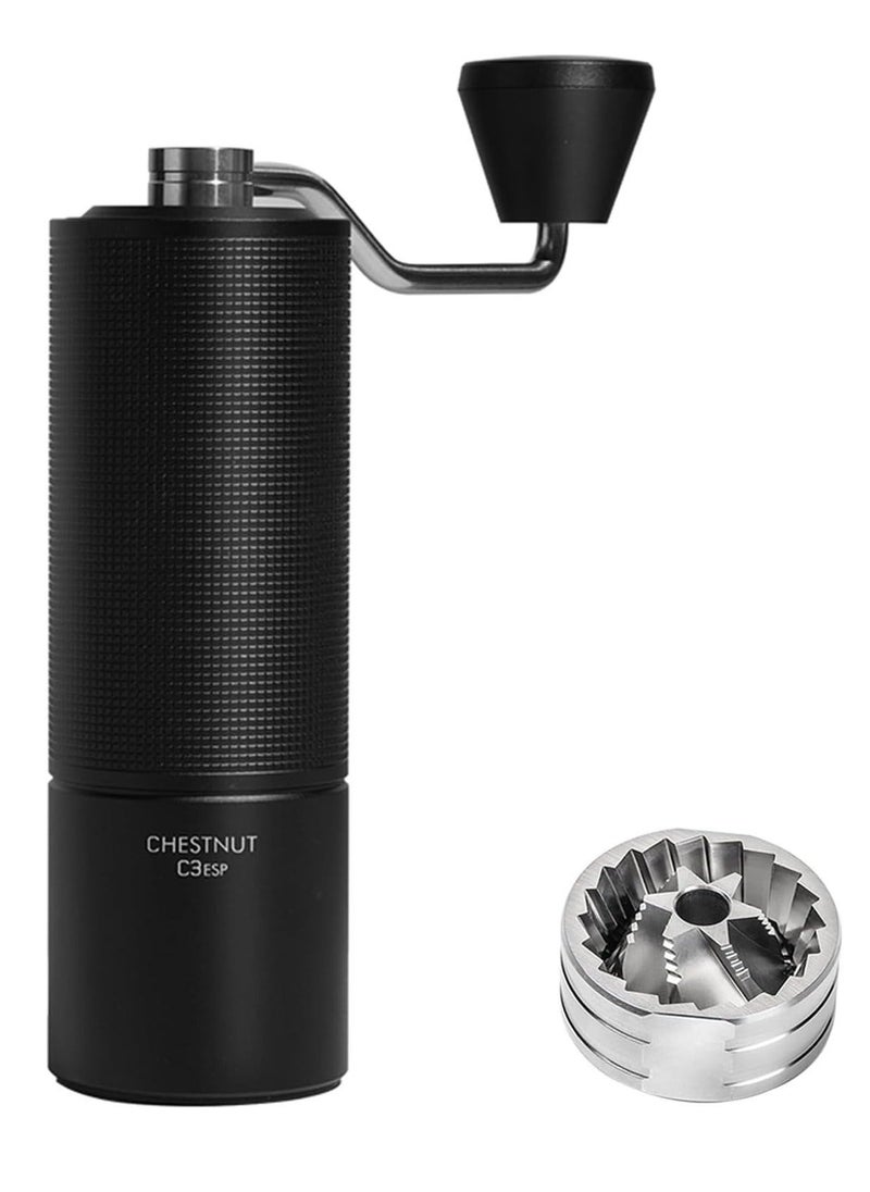 Chestnut C3 ESP Hand Coffee Grinder, Manual Coffee Hand Grinder Capacity 25g with CNC Stainless Steel Conical Burr, Internal Adjustable Setting, Double Bearing Positioning for Travel, Camping (Black)