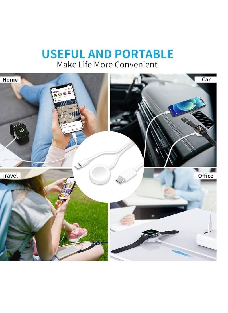 USB C Watch Charger, Magnetic Charging Cable, 4.9 ft/2m, 2 in 1 iPhone Watch Charger for Apple Watch Series SE/8/7/6/5/4/3/2/1 iPhone 14/13/12/11 Pro/Pro Max/XS Max/XS/XR