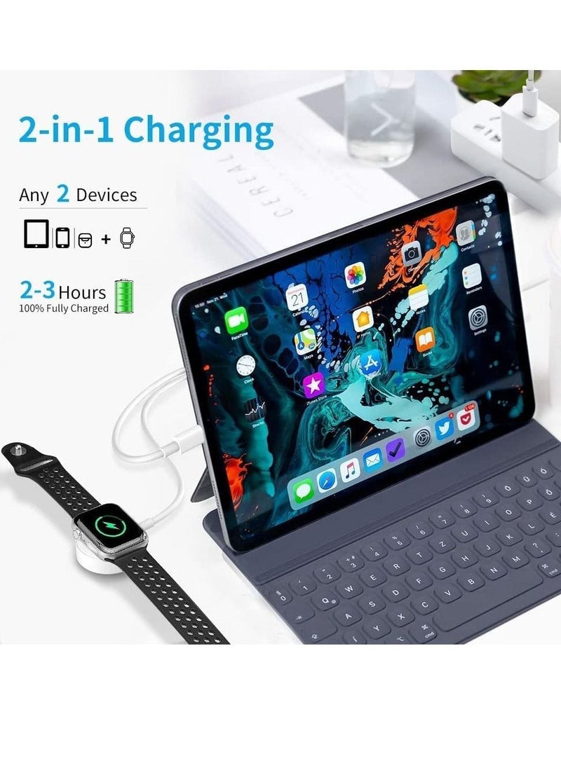 USB C Watch Charger, Magnetic Charging Cable, 4.9 ft/2m, 2 in 1 iPhone Watch Charger for Apple Watch Series SE/8/7/6/5/4/3/2/1 iPhone 14/13/12/11 Pro/Pro Max/XS Max/XS/XR
