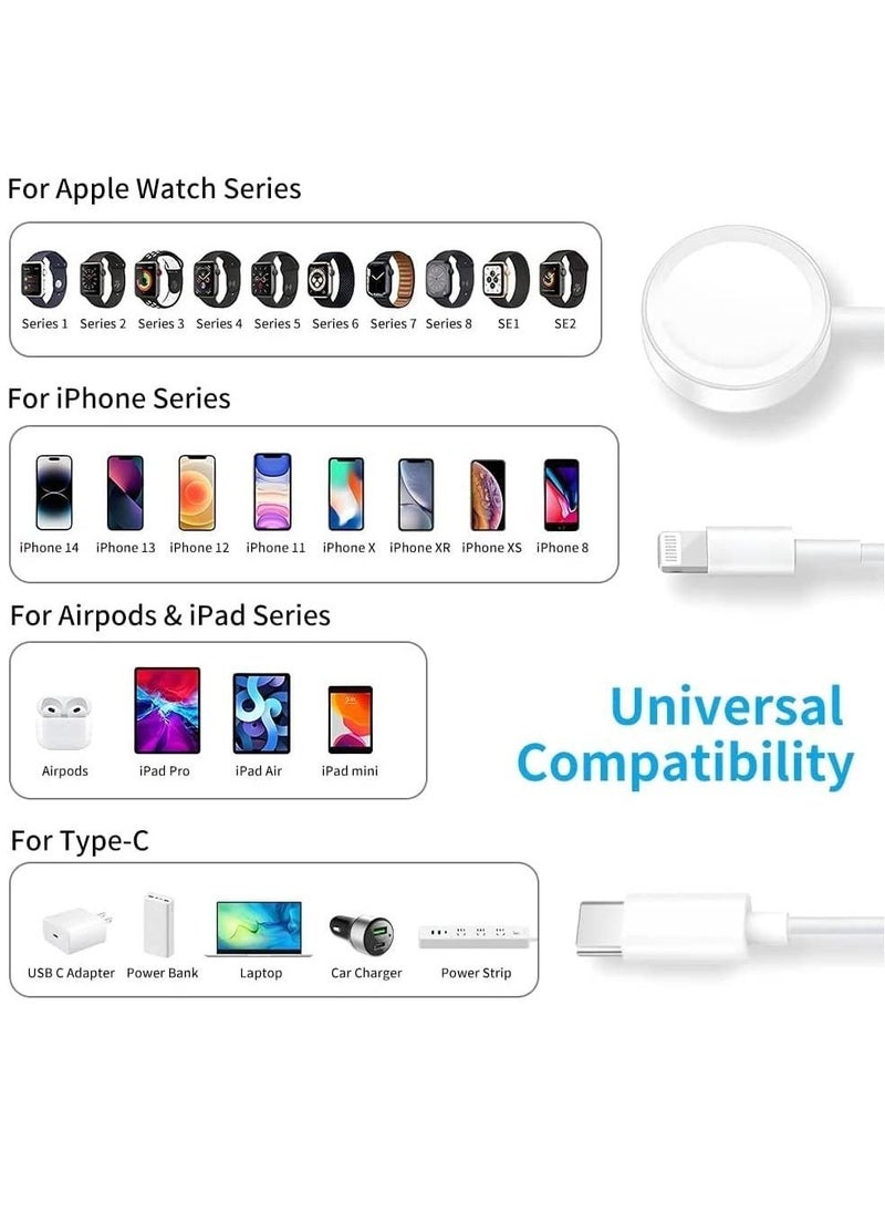 USB C Watch Charger, Magnetic Charging Cable, 4.9 ft/2m, 2 in 1 iPhone Watch Charger for Apple Watch Series SE/8/7/6/5/4/3/2/1 iPhone 14/13/12/11 Pro/Pro Max/XS Max/XS/XR