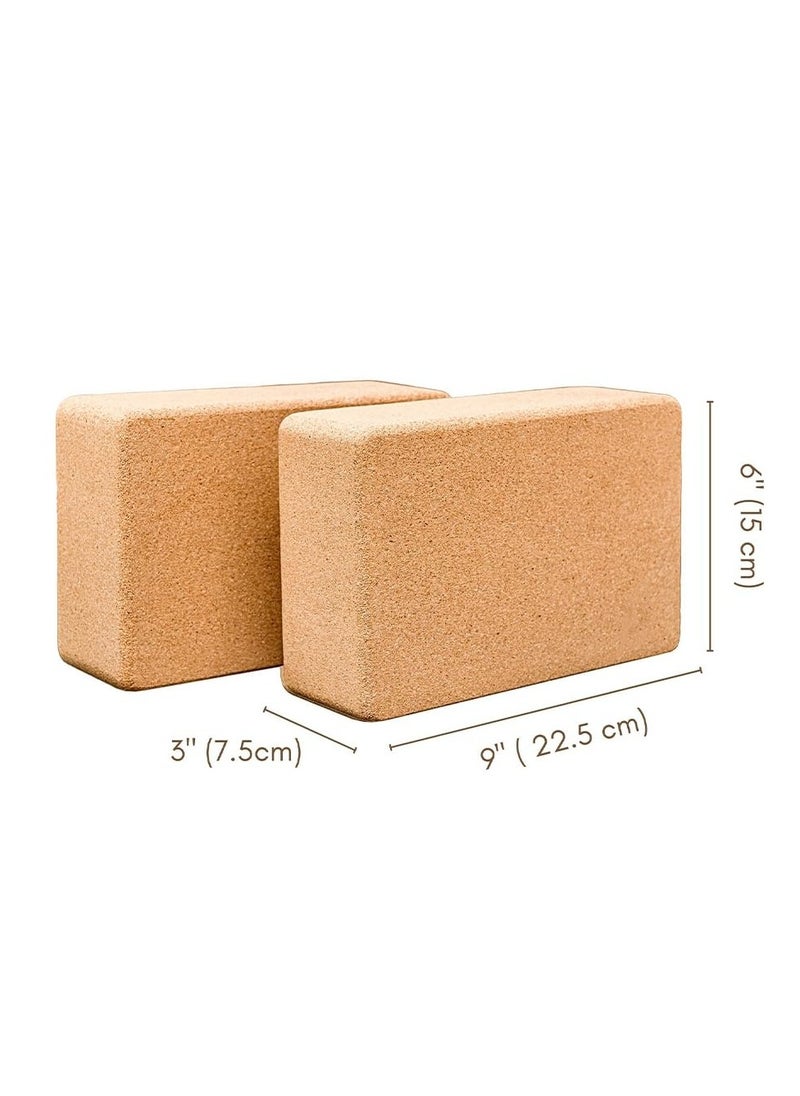 Cork Yoga Blocks, 2 Pack Yoga Blocks Natural Cork, High Density Yoga Block with Non Slip Surface, Lightweight and Moisture - Proof Cork Block, Perfect Yoga Accessories for Men and Women