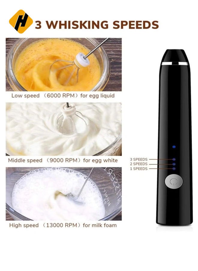 3 In 1 Electric Foam Maker, Egg Beater, Drink Mixer. USB Rechargeable, Mini Blender For Coffee Latte Cappuccino Hot Chocolate