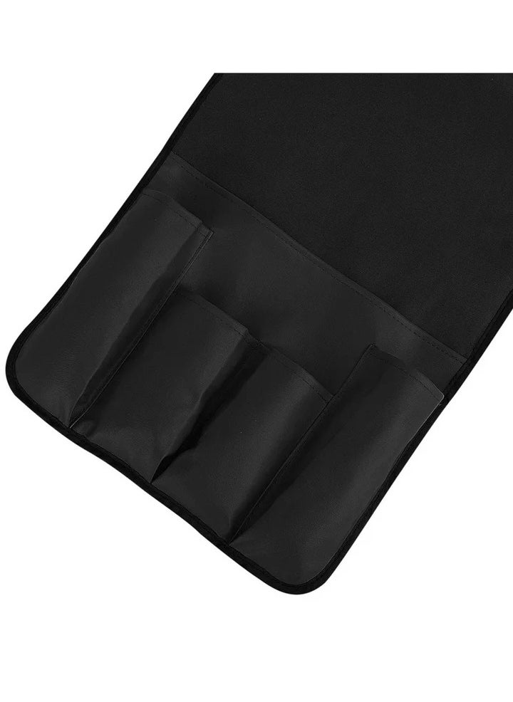Leather Sofa Armrest Organizer, Non Slip Armchair Caddy for Couch Remote Control Holder with 5 Pockets for Phone, Book, Magazines, Tablet, Holder Recliner Couch Tidy Hanging Storage Bag Arm Chair