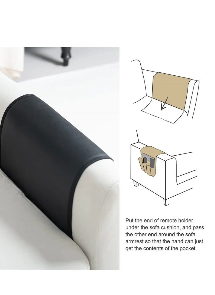 Leather Sofa Armrest Organizer, Non Slip Armchair Caddy for Couch Remote Control Holder with 5 Pockets for Phone, Book, Magazines, Tablet, Holder Recliner Couch Tidy Hanging Storage Bag Arm Chair