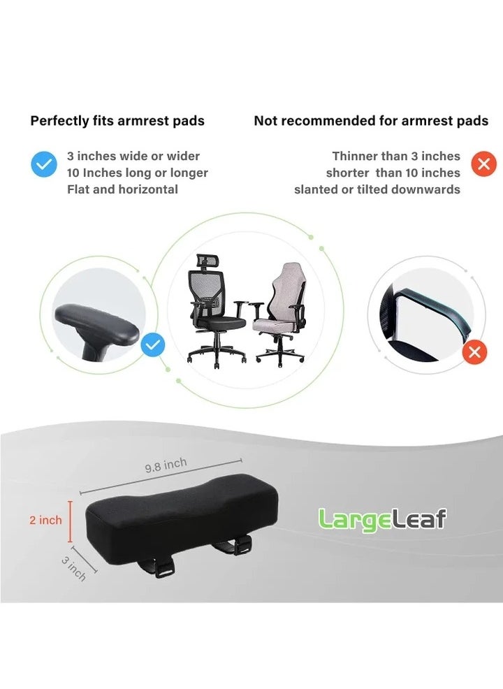 Chair Armrest Cushion, 2 Pcs Armrest Pads Extra Thick Ergonomic Elbow Pillow Support Cushion Pressure Relief Memory Foam With Velcro Straps for Office Chair Gaming Chair Armrest(Black)