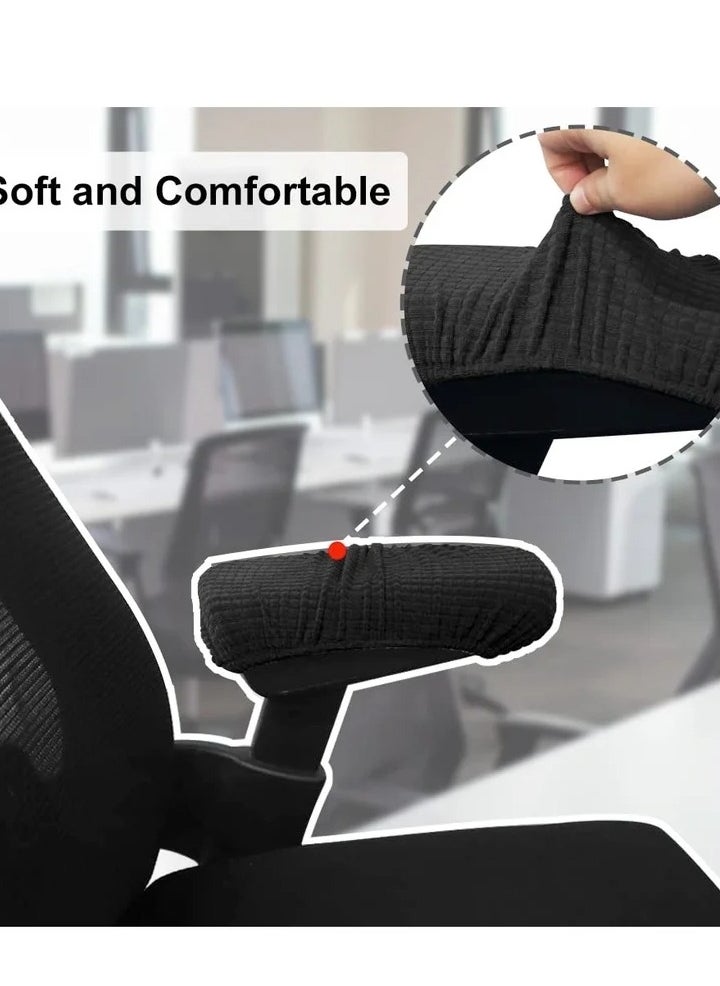 Chair Arm Pad Covers, Office Chair Armrest Cover Removable Elastic Washable Waterproof Fabricchair Armrest Covers Soft Armrest Cushion Pad For Home Or Office Chair(2 Pair Black)