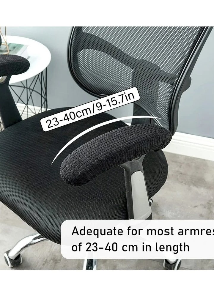 Chair Arm Pad Covers, Office Chair Armrest Cover Removable Elastic Washable Waterproof Fabricchair Armrest Covers Soft Armrest Cushion Pad For Home Or Office Chair(2 Pair Black)