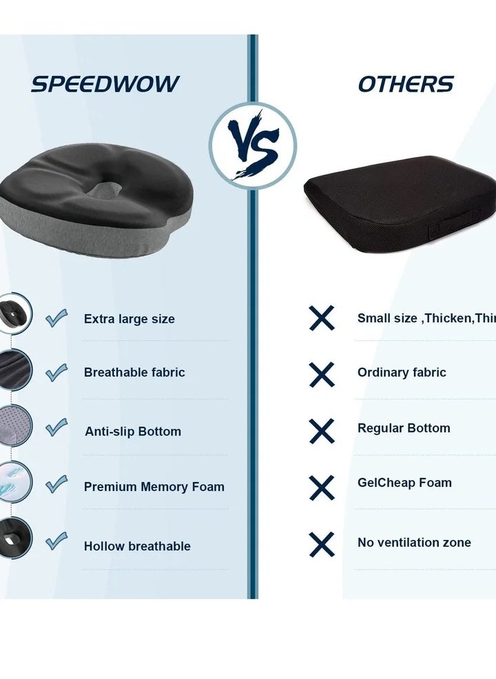Seat Cushion 3D Full Wrap Office Chairs Cushions Ergonomic Design Cushion Coccyx Sciatica Postpartum Pain Relief Memory Foam Cushion Grey