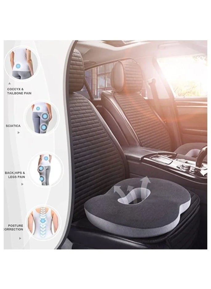 Seat Cushion 3D Full Wrap Office Chairs Cushions Ergonomic Design Cushion Coccyx Sciatica Postpartum Pain Relief Memory Foam Cushion Grey