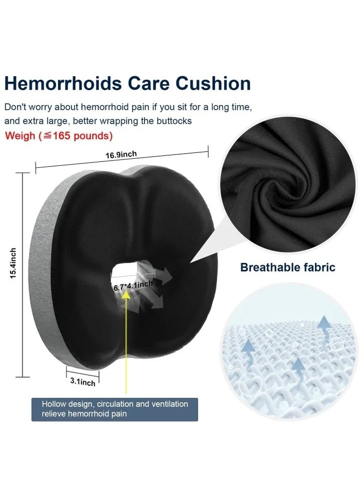 Seat Cushion 3D Full Wrap Office Chairs Cushions Ergonomic Design Cushion Coccyx Sciatica Postpartum Pain Relief Memory Foam Cushion Grey