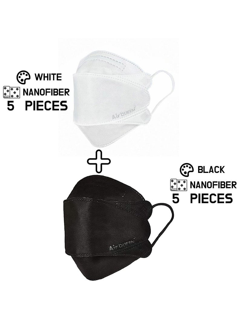 Pack Of 10 Pieces Nanofiber Filter Face Mask For Adults Face Mask Black And White