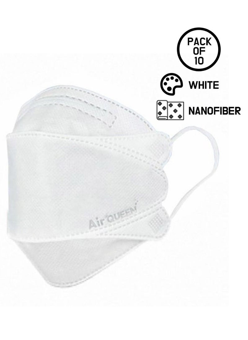 Pack Of 10 Pieces Nanofiber Filter Face Mask For Adults Face Mask White