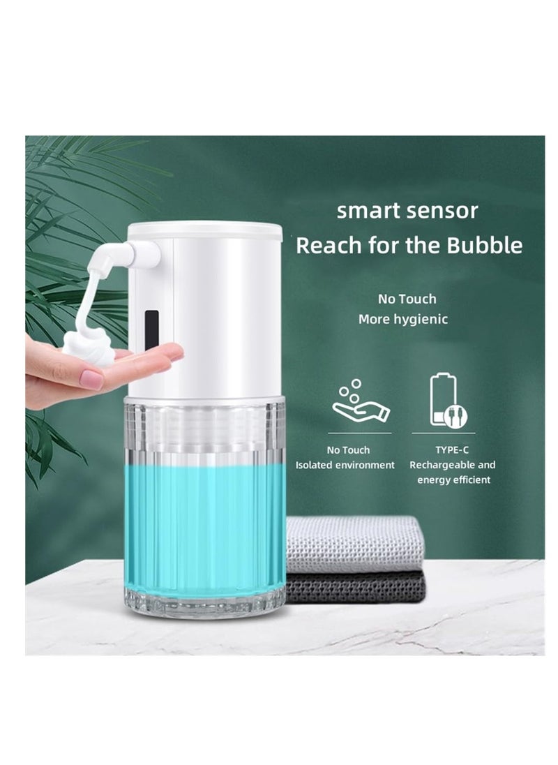 Touchless Automatic Soap Dispenser, Rechargeable Countertop Foam Soap Dispenser, No Need to Touch and Smart Sensors, 3-Mode Glass Mouth Pump Dispenser for Bathroom Kitchen Gadgets