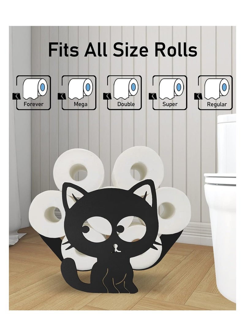 Cute Cat Toilet Paper Holder Stand, Funny Animal Toilet Paper Storage for Bathrooms, Free Standing Toilet Paper Organizer Hold Extra 8 Rolls, Animal Decorative Paper Holder for Bathrooms Kitchen