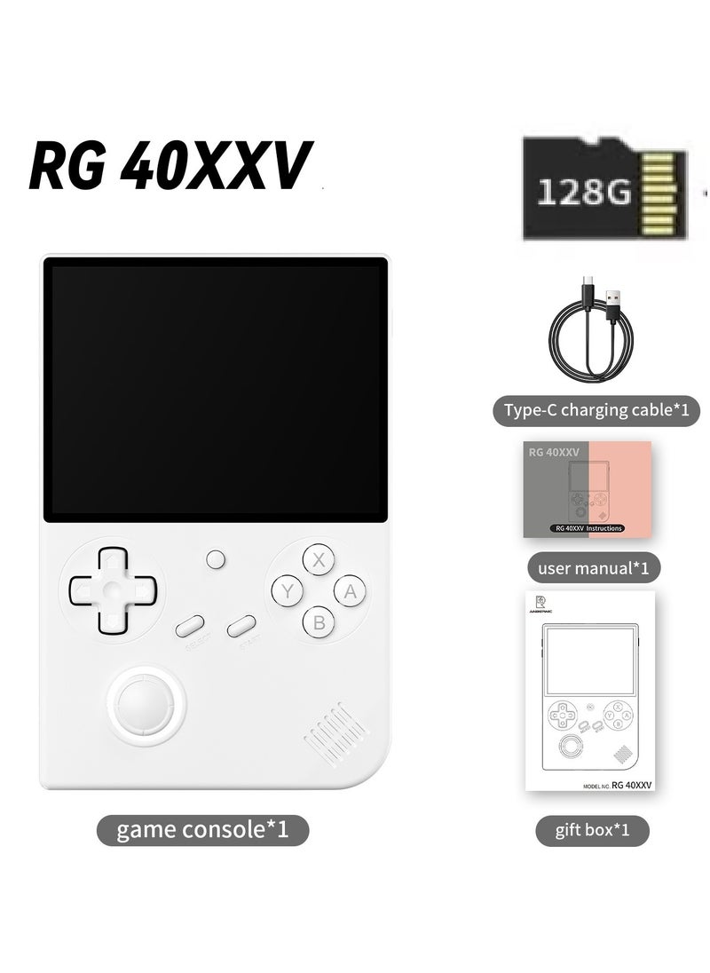 RG40XXV Handheld Game Console,4.0-inch IPS 640*480,64G/128G TF Card with 10,000+ Games,3200mAh 6+Hours Battery, Support Wireless Network (white 128G)