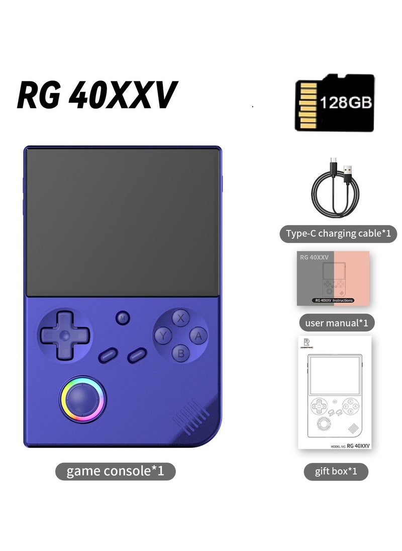 RG40XXV Handheld Game Console,4.0-inch IPS 640*480,64G/128G TF Card with 10,000+ Games,3200mAh 6+Hours Battery, Support Wireless Network (Blue 128G)