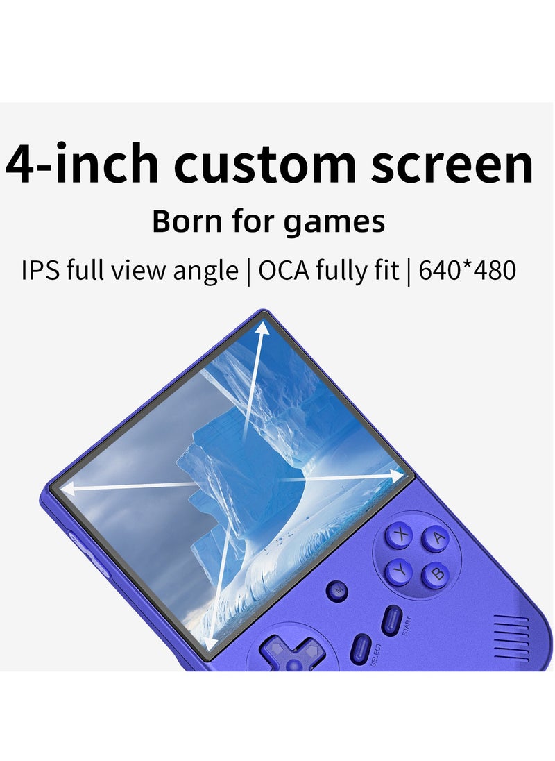 RG40XXV Handheld Game Console,4.0-inch IPS 640*480,64G/128G TF Card with 10,000+ Games,3200mAh 6+Hours Battery, Support Wireless Network (Blue 128G)