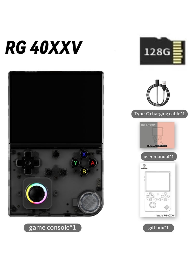 RG40XXV Handheld Game Console,4.0-inch IPS 640*480,64G/128G TF Card with 10,000+ Games,3200mAh 6+Hours Battery, Support Wireless Network (Black 128G)