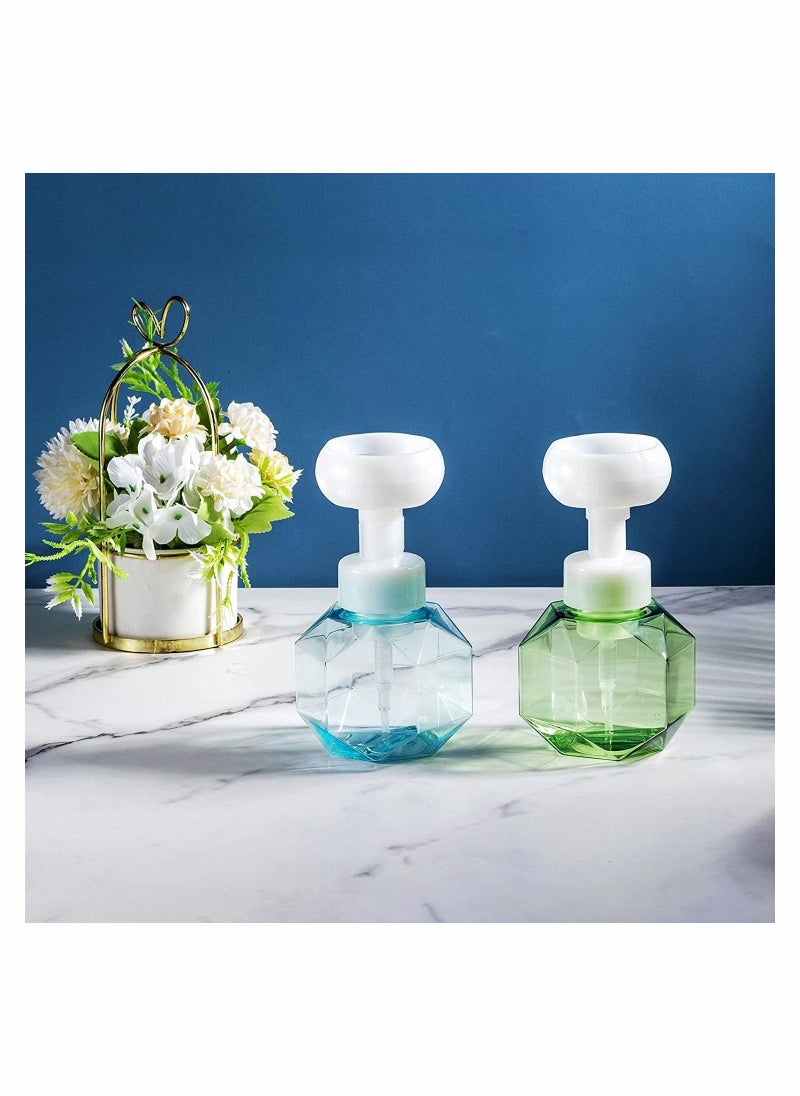 Foaming Soap Dispenser, Flower Shape Refillable Bottle 300ML Bottle(2 Pcs, Blue and Green)