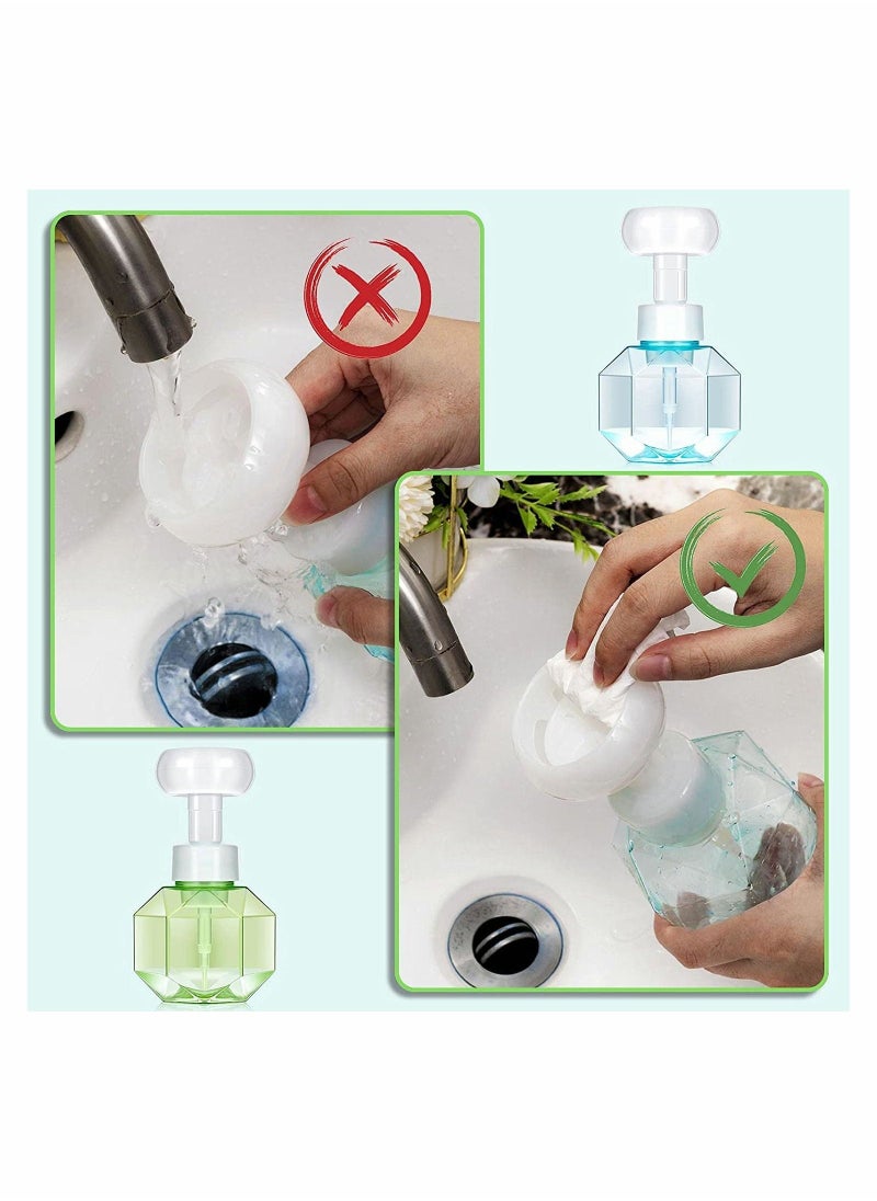 Foaming Soap Dispenser, Flower Shape Refillable Bottle 300ML Bottle(2 Pcs, Blue and Green)