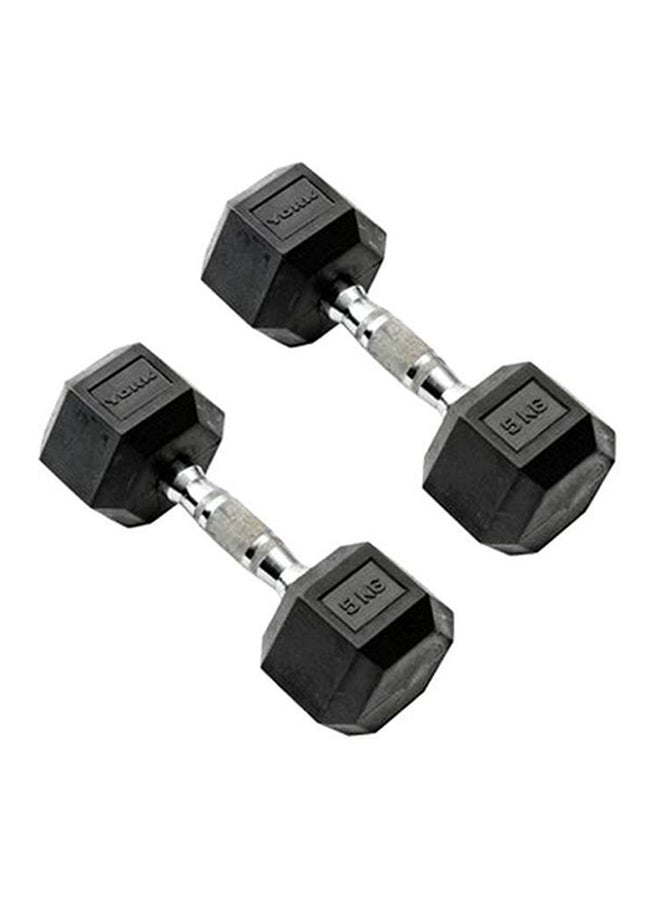 2-Piece Rubber Hex Dumbbell Set 5kg