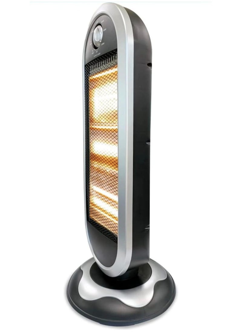 Halogen Heater with Oscillation Function, Wide-Angle Heat Reflector, 3 Heat Levels, Overheat Protection for Home & Office 1200W