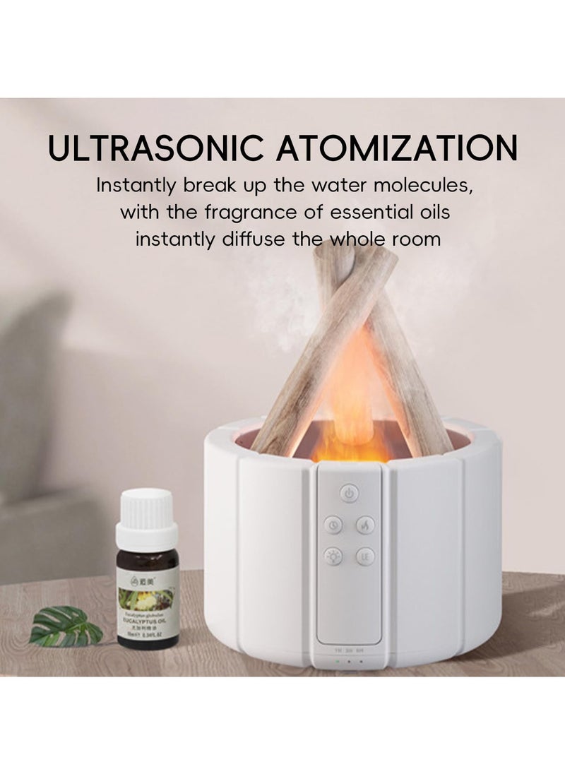 Bonfire Flame Aromatherapy Essential Oil Diffuser with Remote Control, Adjustable Mist u0026 Brightness, Auto Shut-Off, 250ml Cool Mist Humidifier for Home, Bedroom, Office (White)