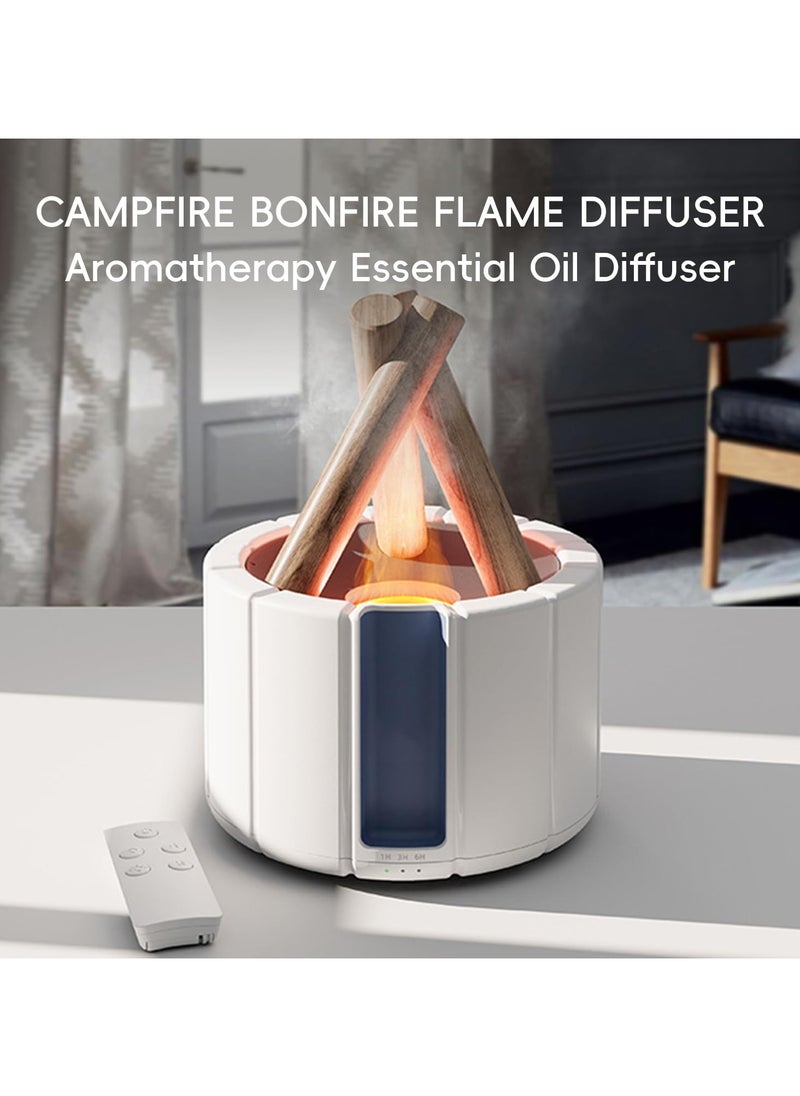 Bonfire Flame Aromatherapy Essential Oil Diffuser with Remote Control, Adjustable Mist u0026 Brightness, Auto Shut-Off, 250ml Cool Mist Humidifier for Home, Bedroom, Office (White)