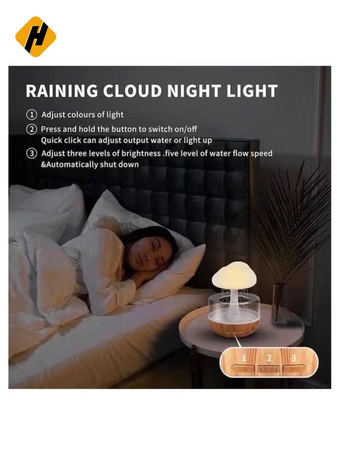 Raining Cloud Night Light Aromatherapy Essential Oil Diffuser Micro Humidifier Desk Fountain Bedside Sleeping Relaxing Mood Water Drop Sound