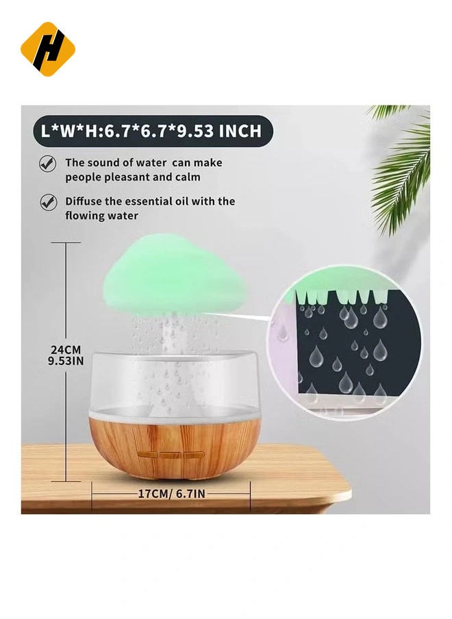 Raining Cloud Night Light Aromatherapy Essential Oil Diffuser Micro Humidifier Desk Fountain Bedside Sleeping Relaxing Mood Water Drop Sound