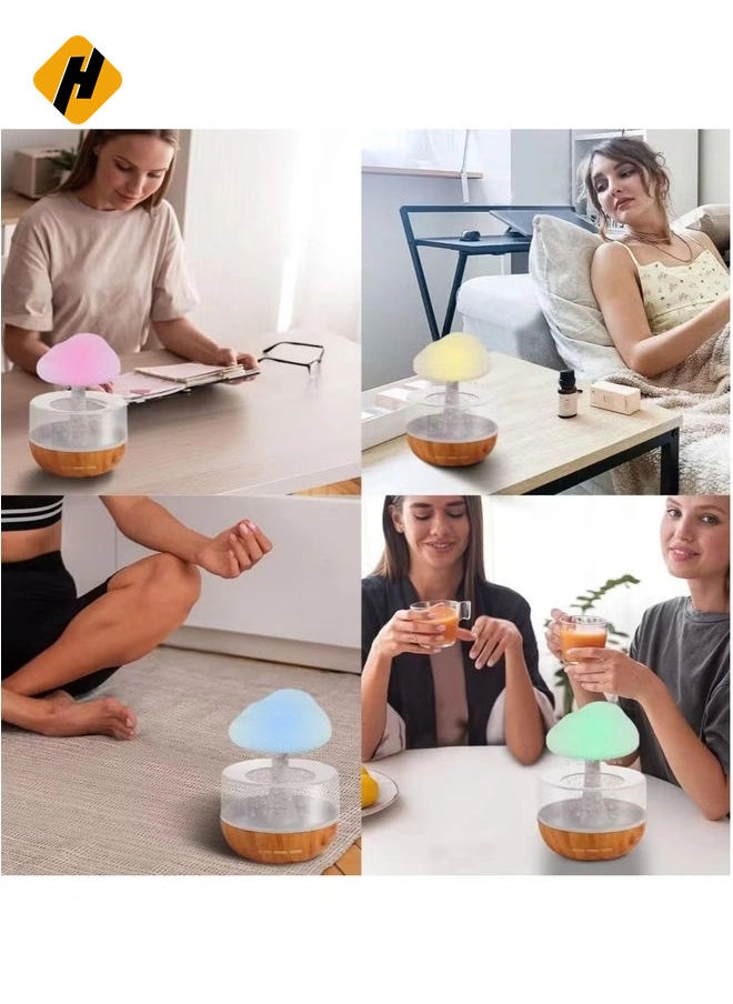 Raining Cloud Night Light Aromatherapy Essential Oil Diffuser Micro Humidifier Desk Fountain Bedside Sleeping Relaxing Mood Water Drop Sound