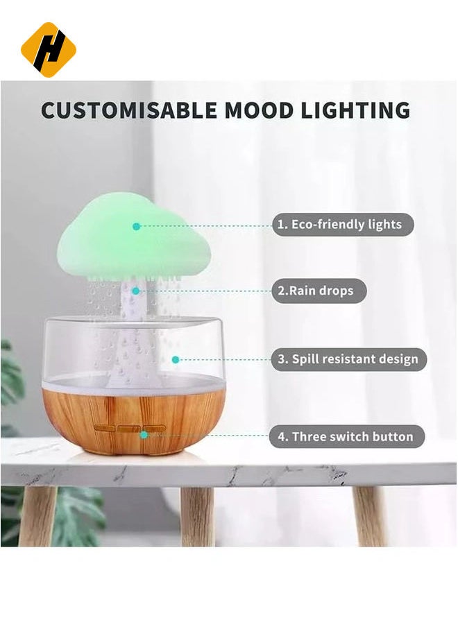 Raining Cloud Night Light Aromatherapy Essential Oil Diffuser Micro Humidifier Desk Fountain Bedside Sleeping Relaxing Mood Water Drop Sound