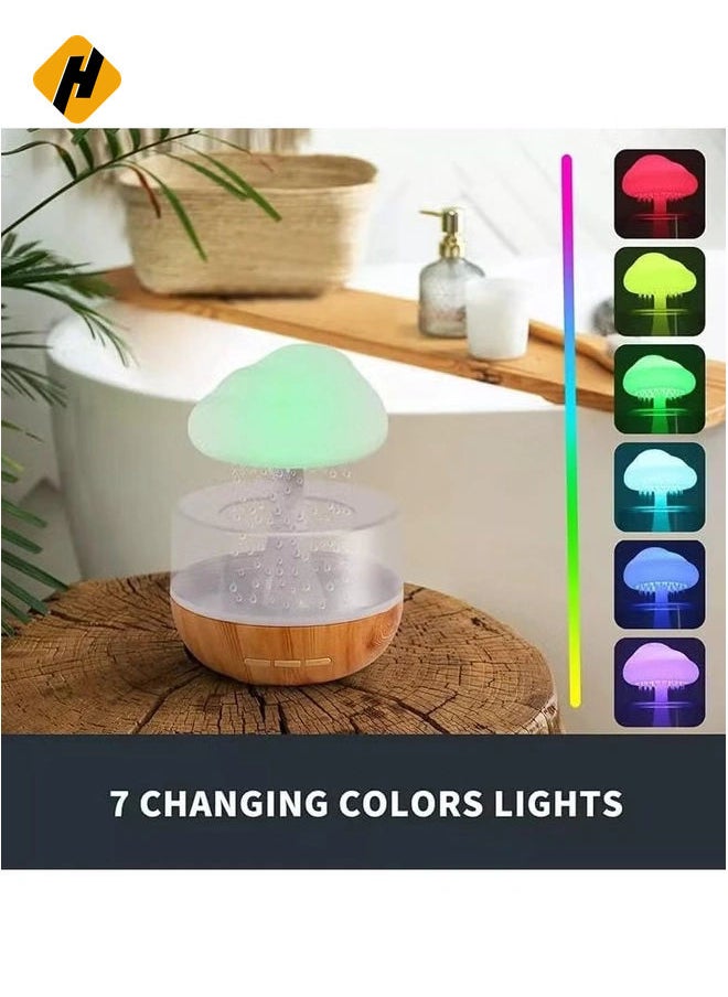 Raining Cloud Night Light Aromatherapy Essential Oil Diffuser Micro Humidifier Desk Fountain Bedside Sleeping Relaxing Mood Water Drop Sound