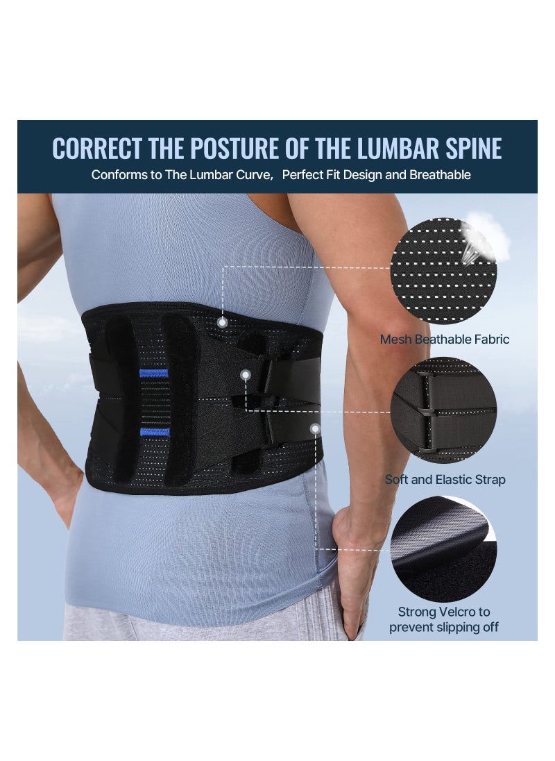 Adjustable Back Support Belt for Men and Women Instant Pain Relief for Herniated Disc and Sciatica Breathable Lumbar Brace for Lower Back Large Size