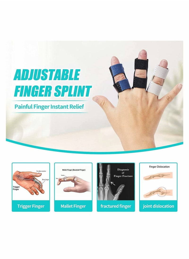 Trigger Finger Splints 3Pcs Trigger Finger Brace Finger Straightener Finger Support, Finger Splint for All Fingers