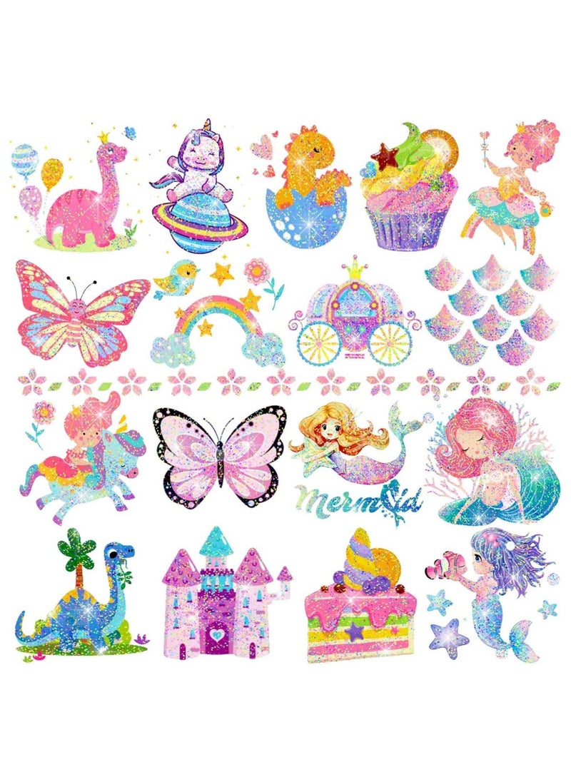 20 Sheets Glitter Tattoos for Kids Girls Glitter Tattoos for Kids Party Bag Fillers Fake Transfer Tattoo Stickers for Boys Girls Gifts Games Toys Birthday Decorations Supplies