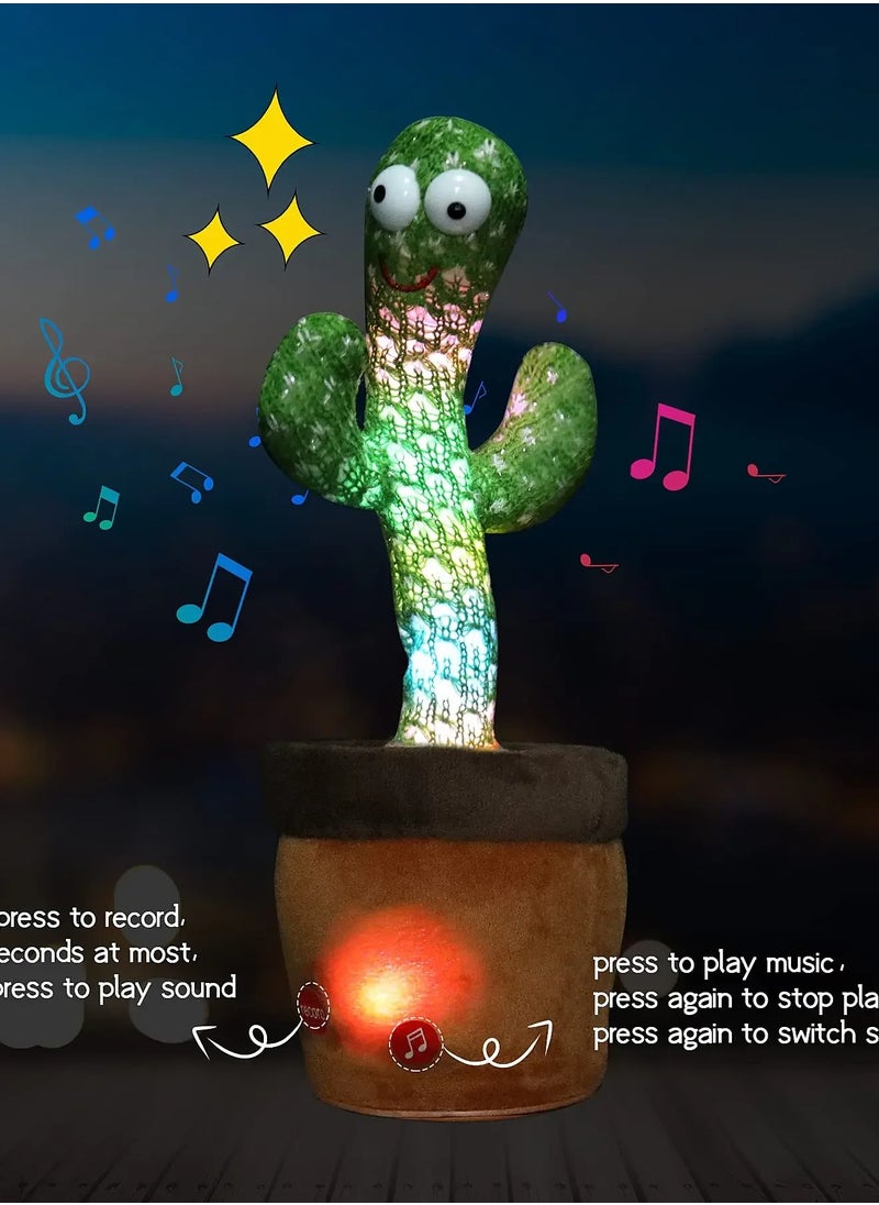 Rechargeable Dancer Cactus Glowing Dancing Electronic Plush Toys Can Sing Record Lighten for Baby Toy Education Funny Gift