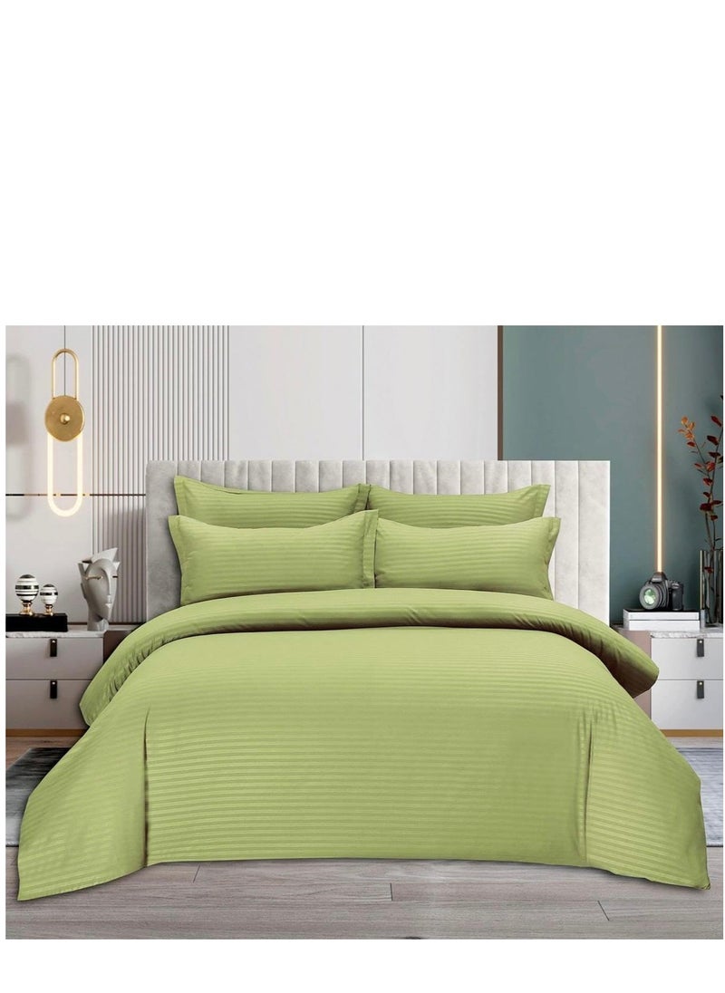 Umeema Super Soft Cotton 6pcs King Size (220 x 240 cm) Striped Duvet Cover Set, Fitted bed sheet with 4 pillow cases