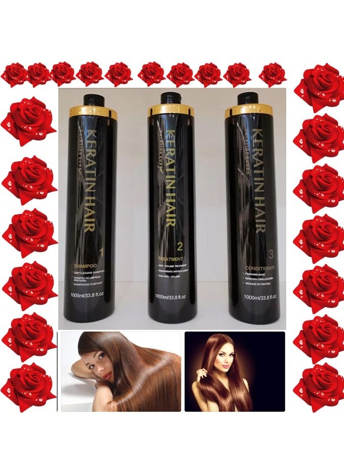 Professional Keratin Smoothing Permanent Straightening Treatment Shampoo Conditioner Set