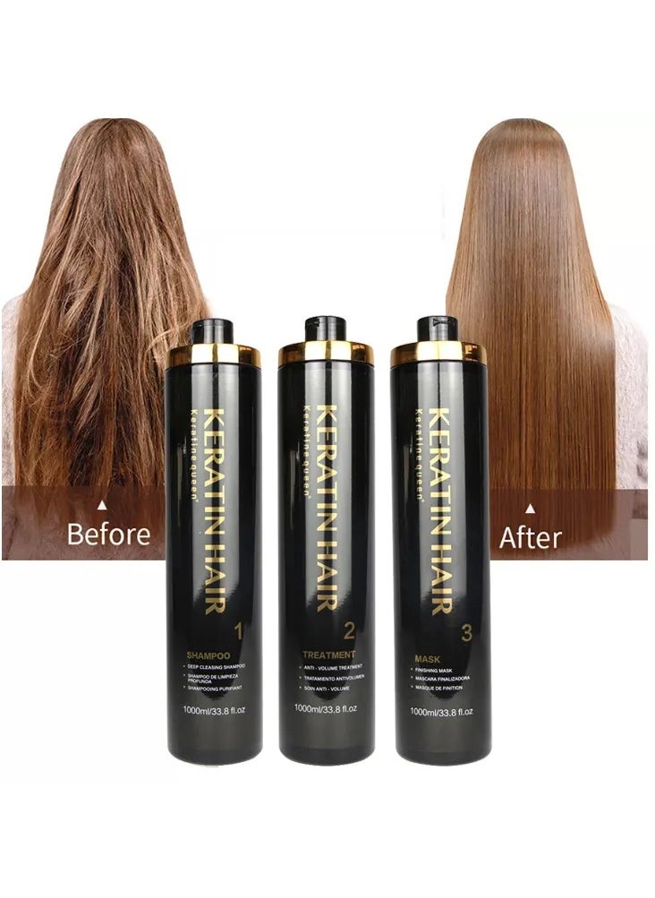 Professional Keratin Smoothing Permanent Straightening Treatment Shampoo Conditioner Set