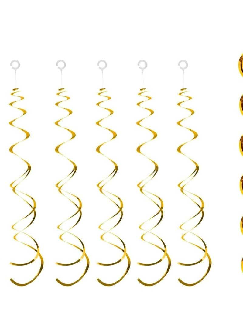 Gold Hanging Swirl Decorations 30 Pieces of Plastic Streamer Party Swirl Spiral Decorations for Ceiling Wedding Baby Shower Birthday Party Supply Party Decoration Birthday Decoration