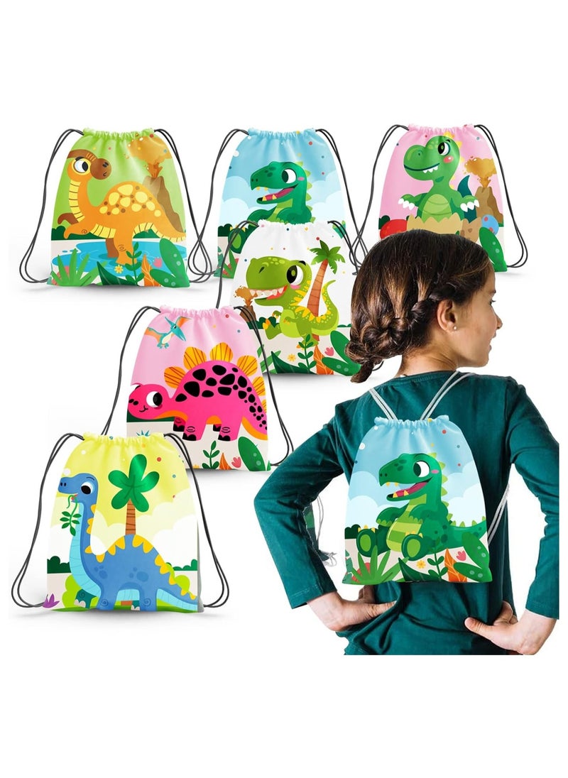 12 Pack Dinosaur Party Favor Bags Dinosaur Party Supplies Favors Drawstring Bags for Kid's Birthday as Loot and Goodie bags for Gifts Candy and Snacks School Travel Toy Storage Bag