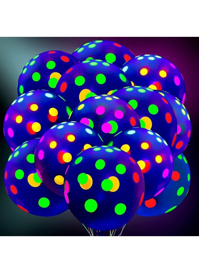 50 Pcs Glow in The Dark Balloons Neon Balloons Decoration Neon Party Supplies UV Blacklight Latex Balloons 12 Inch Reactive Fluorescent Mini Polka Dots Balloons for Neon Glow Party (Transparent)