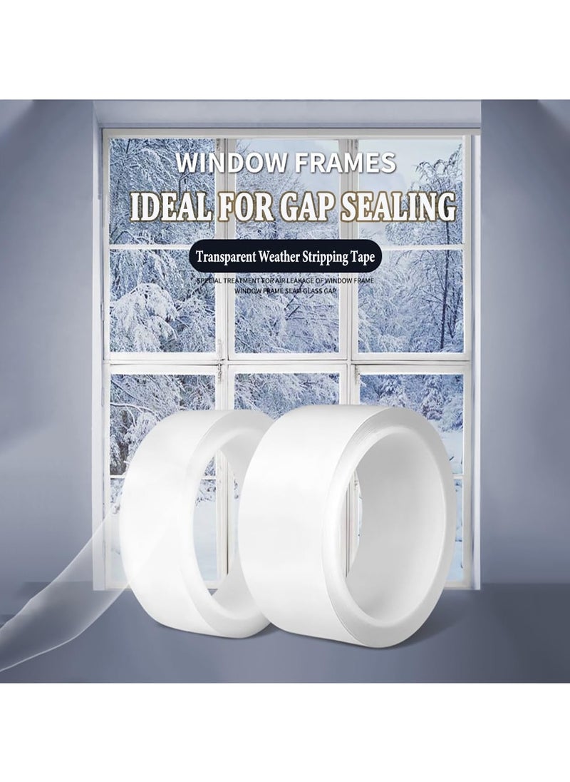 Transparent Window Weather Sealing Tape, Clear Window Draft Isolation Sealing Film Tape for Door Draft Stopper Adhesive Tape, Doors Windows and Shower Glass Gaps(100cn*5cm)