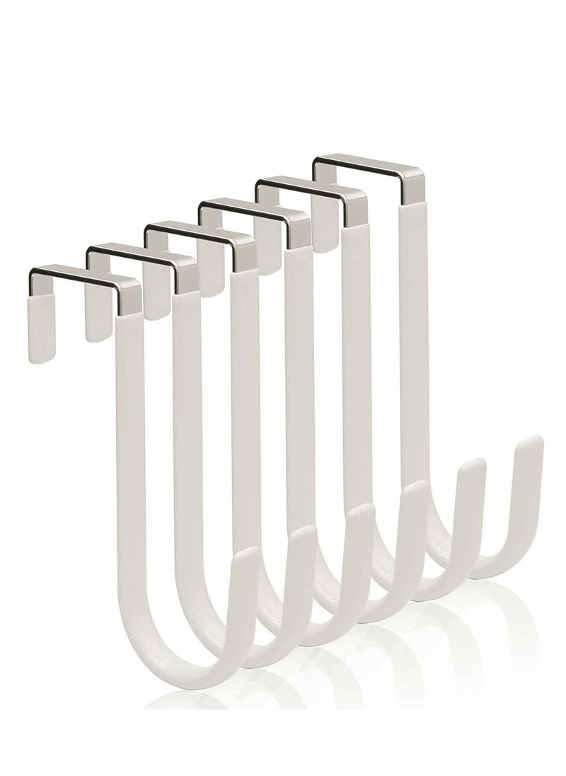 Over the Door Hook, 6 Pack Sturdy Metal Hook Fitting Two Sized Doors Hangers and The Hooks for Hanging Clothes Towels Coats More