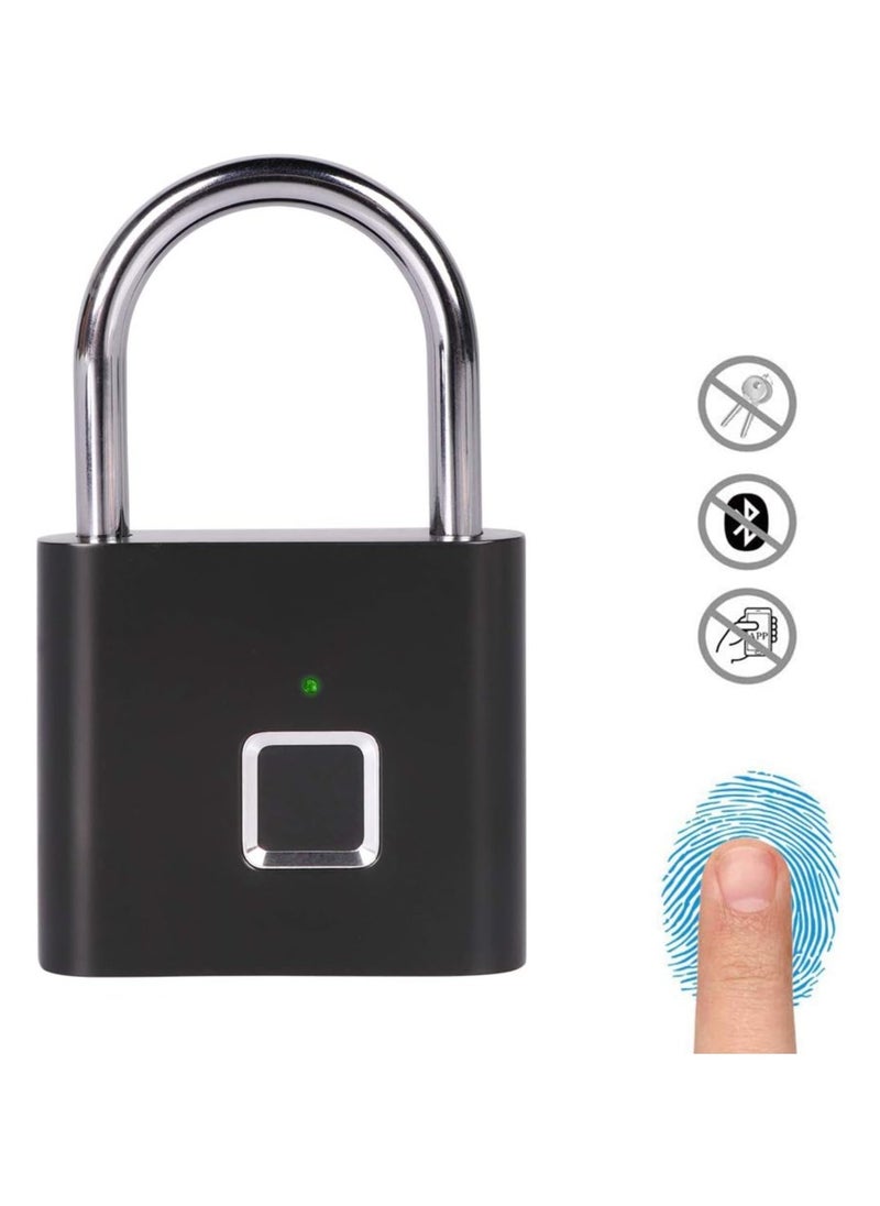 Fingerprint Padlock, One Touch Open Gym Lock for Locker, Sports, School & Employee Locker, Suitcase (No App, No Bluetooth & No Breaking into Troubled)