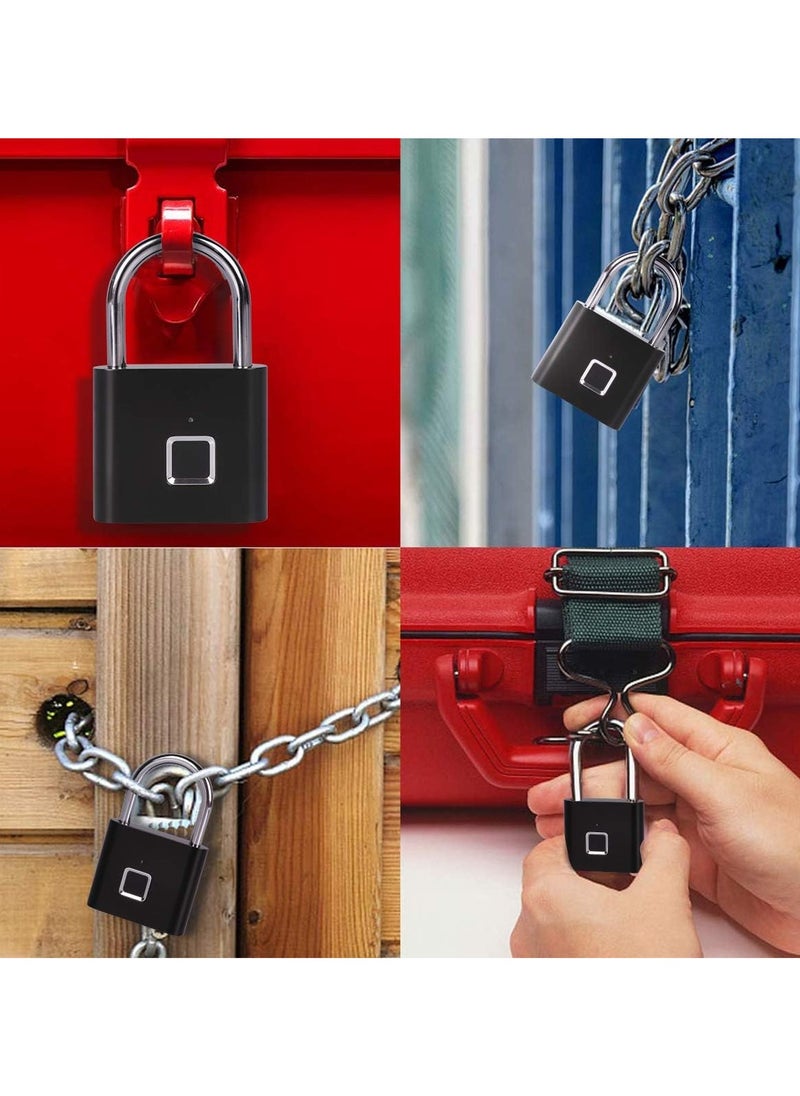 Fingerprint Padlock, One Touch Open Gym Lock for Locker, Sports, School & Employee Locker, Suitcase (No App, No Bluetooth & No Breaking into Troubled)