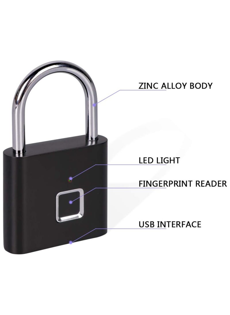 Fingerprint Padlock, One Touch Open Gym Lock for Locker, Sports, School & Employee Locker, Suitcase (No App, No Bluetooth & No Breaking into Troubled)