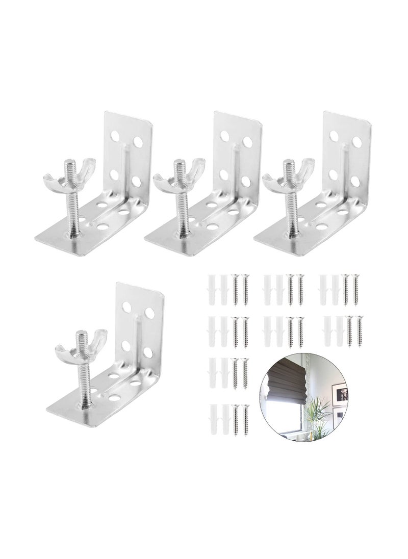 4 Pcs Corner Braces, Silver L Brackets for Mounting Shade, Wall Mount Angle Connector Brackets for Wood Bamboo Shelf, Wardrobes, Cabinets with Screws